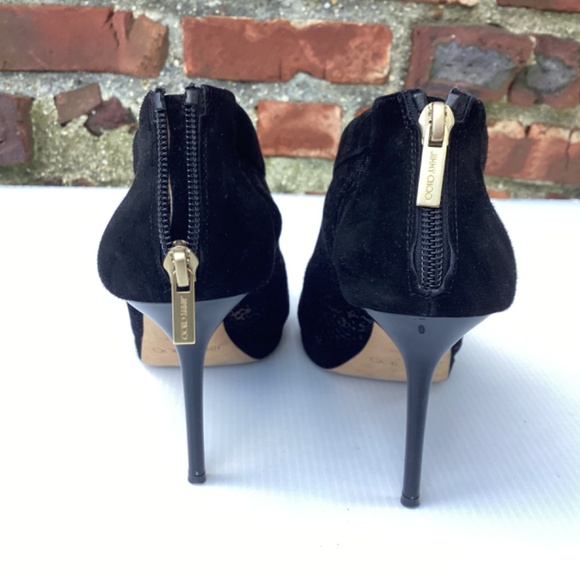 Jimmy Choo - Stiletto bootie - Open toe - Mesh and Suede 38.5 / 8 - Picture 4 of 7